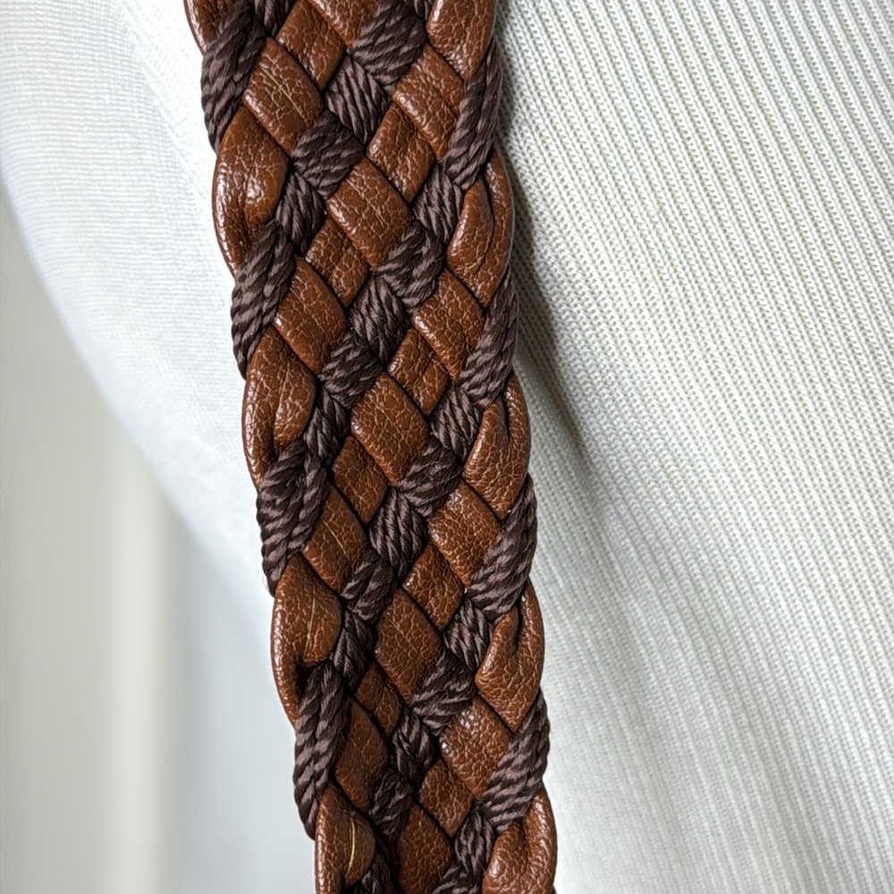The Sak Blue Hand Crochet Bag with Brown Woven Straps - Picture 6 of 14